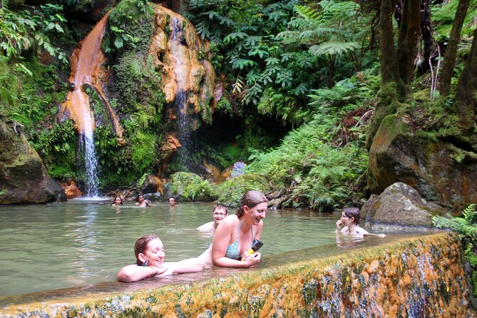 Full Day Hiking Trail Janela do Inferno + Caldeira Velha - Caldeira Velha: thermal pools and that waterfall massage moment