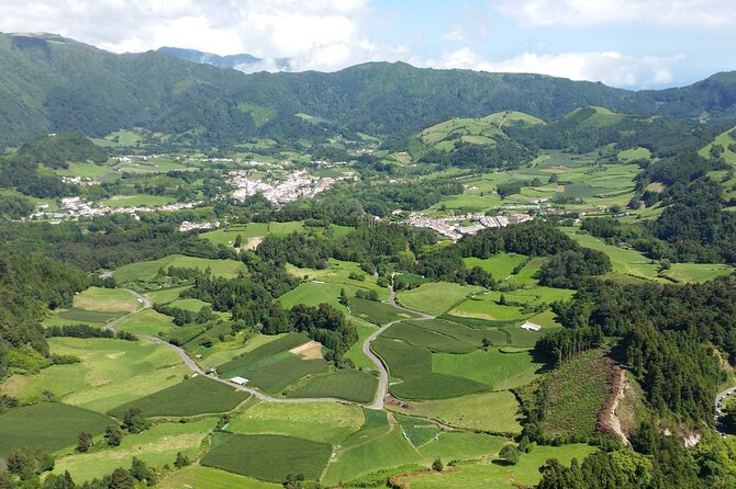Private Tour Furnas Lake & Hot Springs - Our Lady of Peace, Vila Franca do Campo views, and the ride back