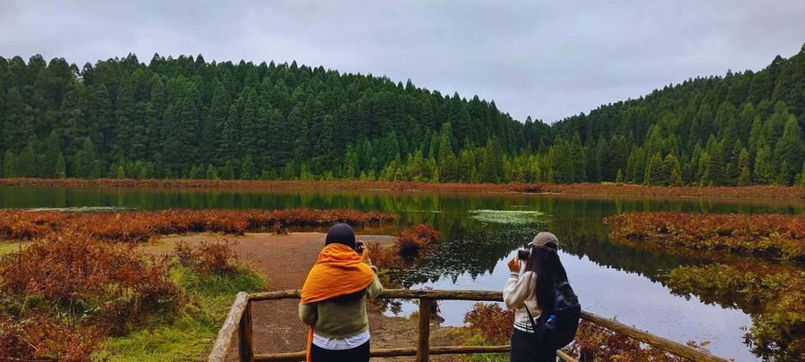 Sete Cidades: West Coast Tour (w/Lunch) - Lagoa de Santiago and the caldera descent with hydrangeas