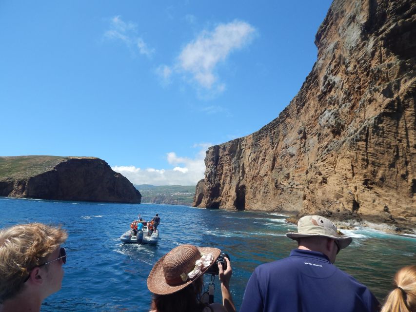 Terceira Island: Ilhéus Cabras Boat Tour | Protected Area - Ilhéus das Cabras from the sea: cliffs, rock forms, and real coastal drama